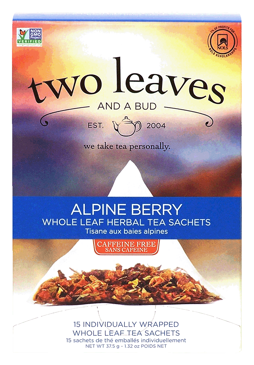 Two Leaves Tea Company  alpine berry whole leaf herbal tea sachets, 15-sachets Full-Size Picture